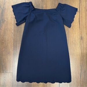 Banana republic navy scalloped off the shoulder dress SZ 4